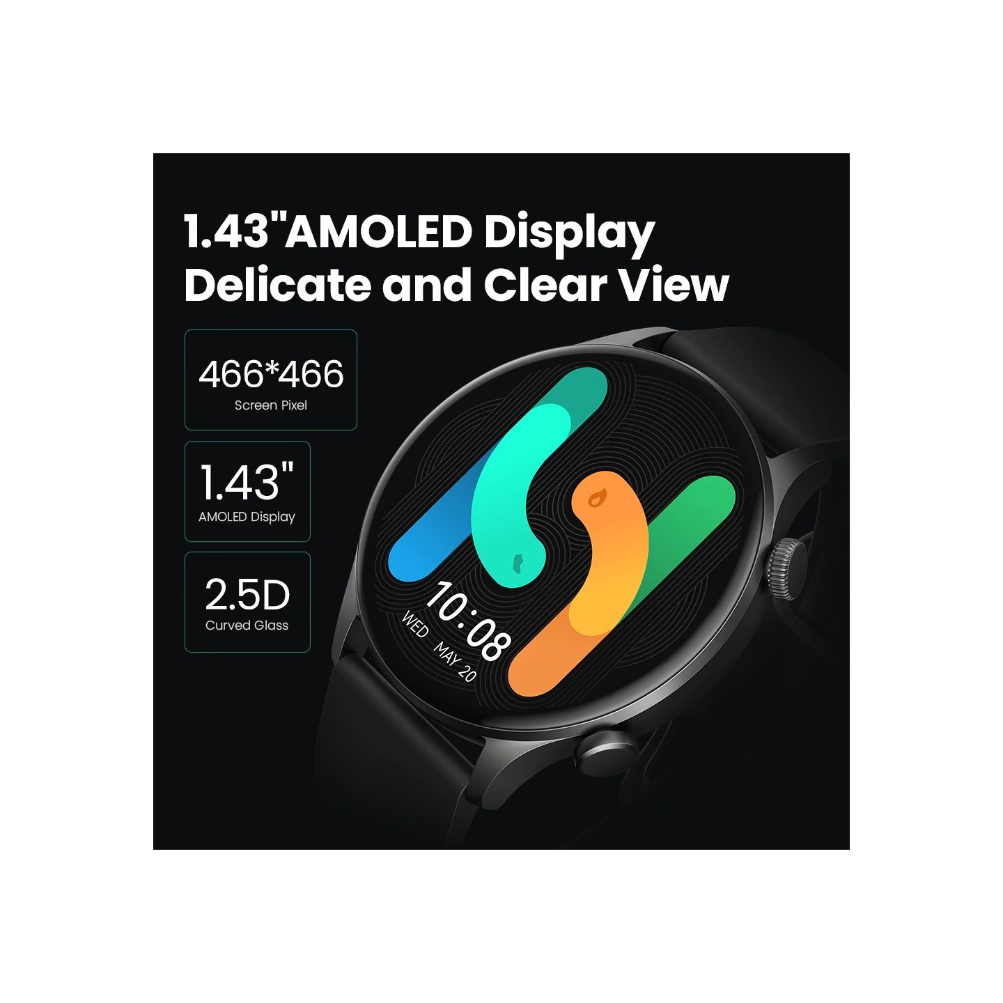 Haylou Solar Plus Black - RT3 - Call Watch 1,43 AMOLED 466x466 7d BT5.3 IP68 Waterproof — Buy in Cyprus with Fast Delivery