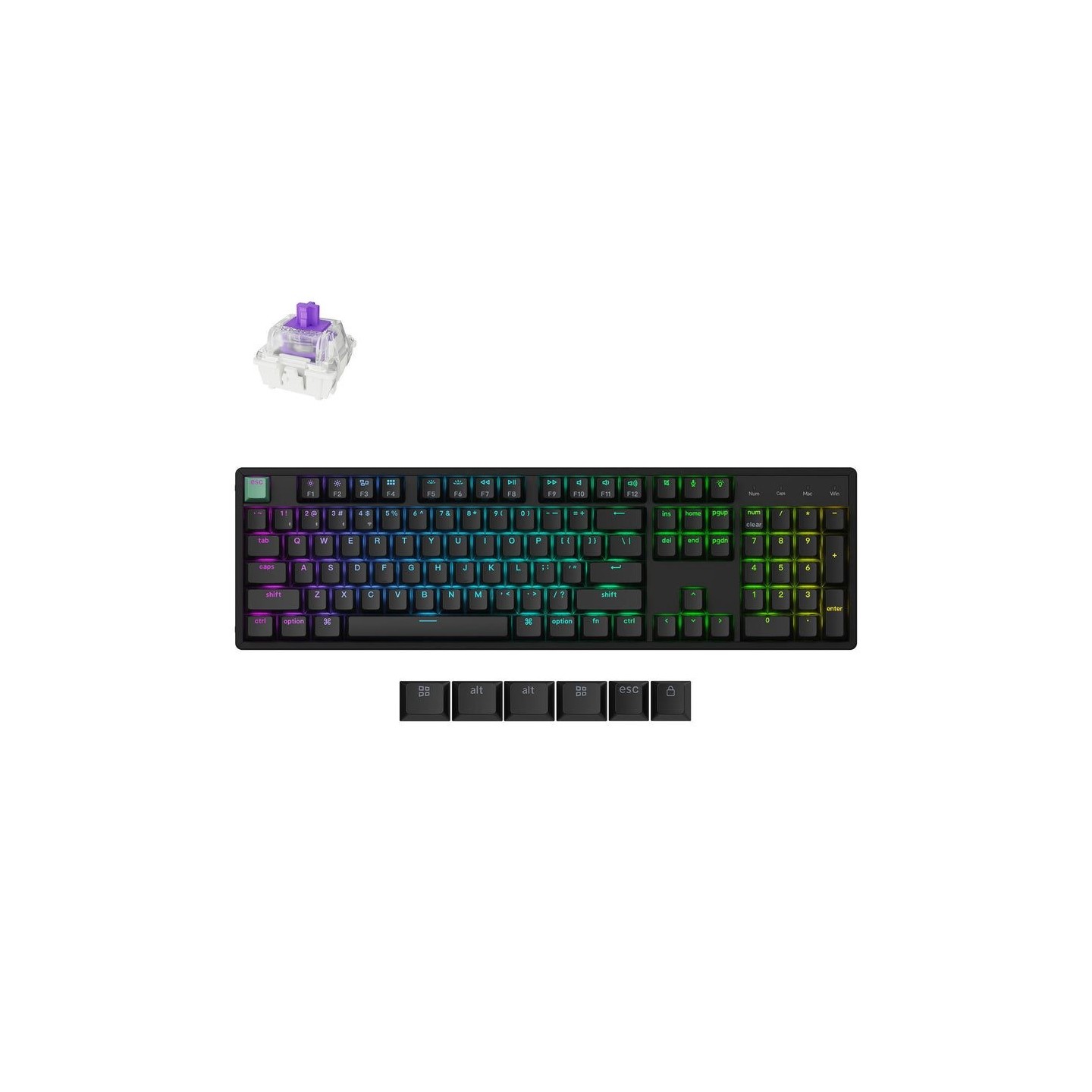Keychron K10 HE K10H-J1 Shine-Through Wireless Magnetic Hall Effect RGB Keyboard 100% US (Boxed)