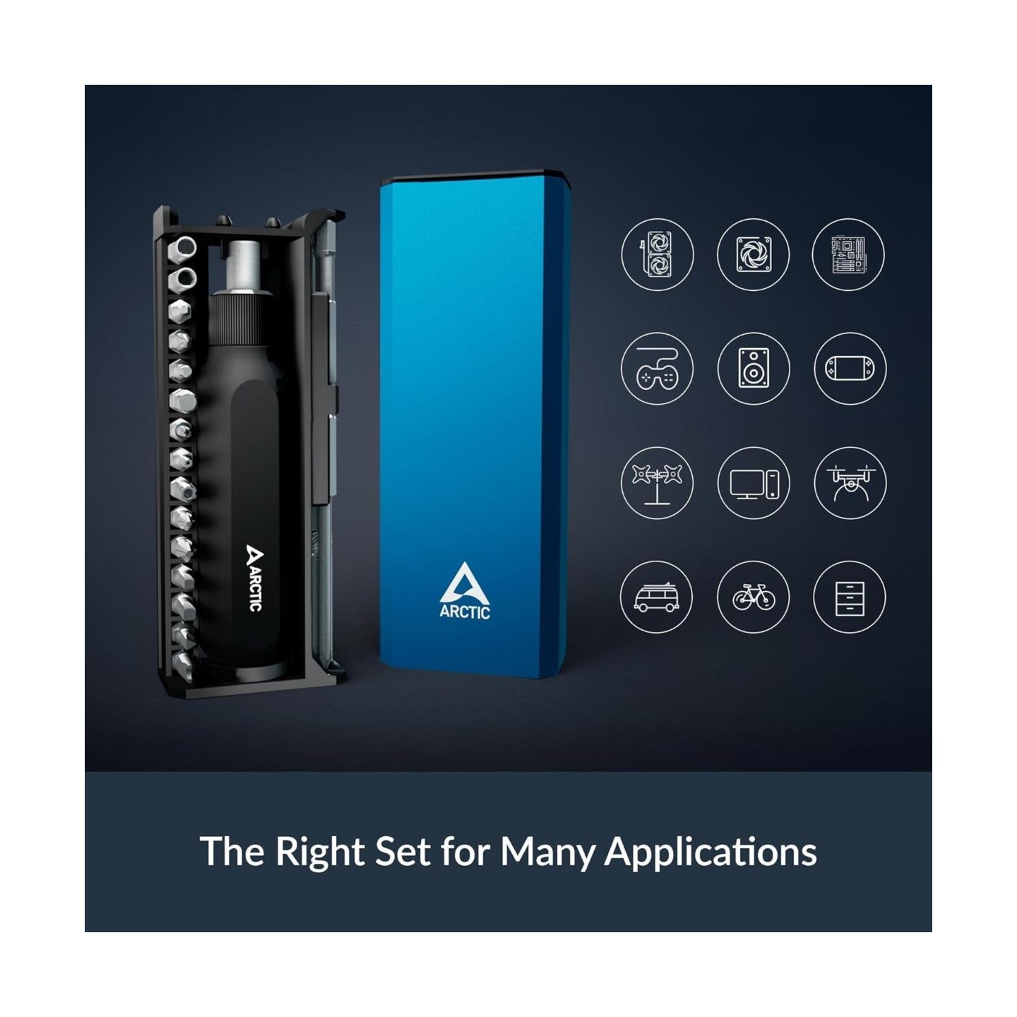 Arctic Ratchet Screwdriver Toolkit - Magnetic Bit Holder - 23 magnetic bits - adjustable function