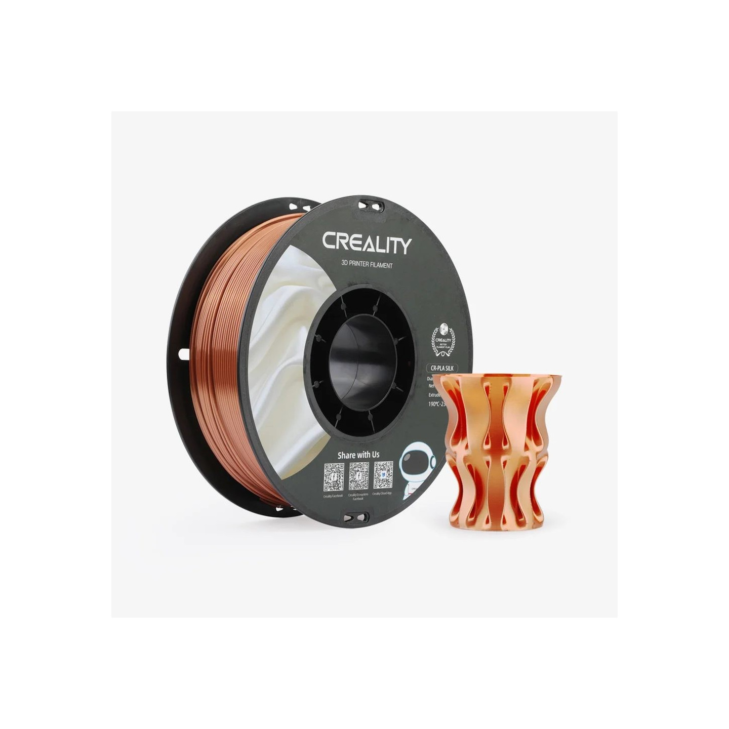 CREALITY CR-PLA Silk Red Copper - 3301120002 - 3D Printer Filament Glossy, 1 kg Spool, 1.75 mm