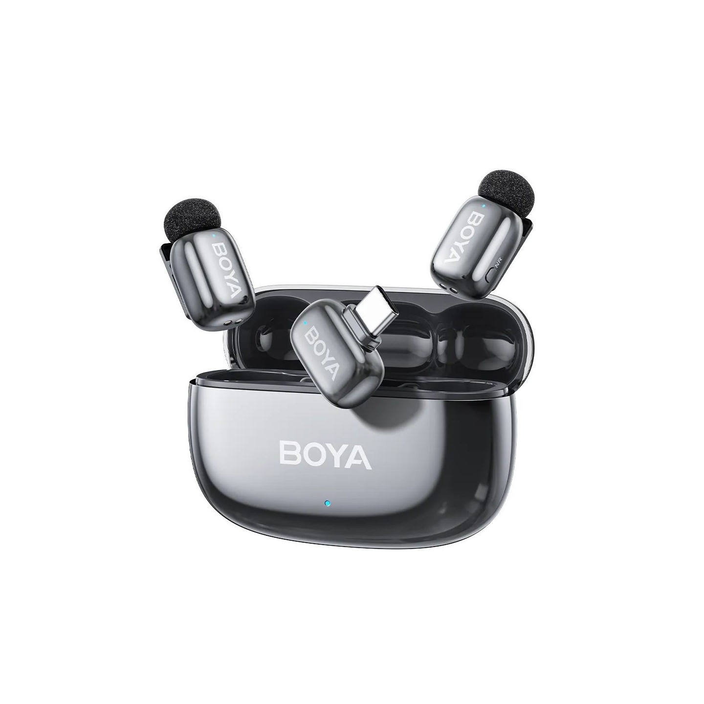 BOYA Mic - Mini 2 - Type-C Space Gray, 2,4GHz 2mic Wireless AI-ANC Mic w. Charging Box Mono stereo safety-tr