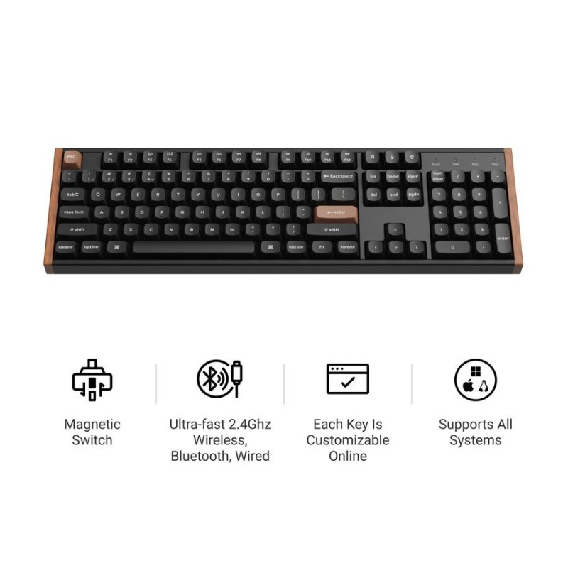 Keychron K10 HE K10H-F1 Special Wood Edition Wireless Magnetic Hall Effect RGB Keyboard 100% US (Boxed)