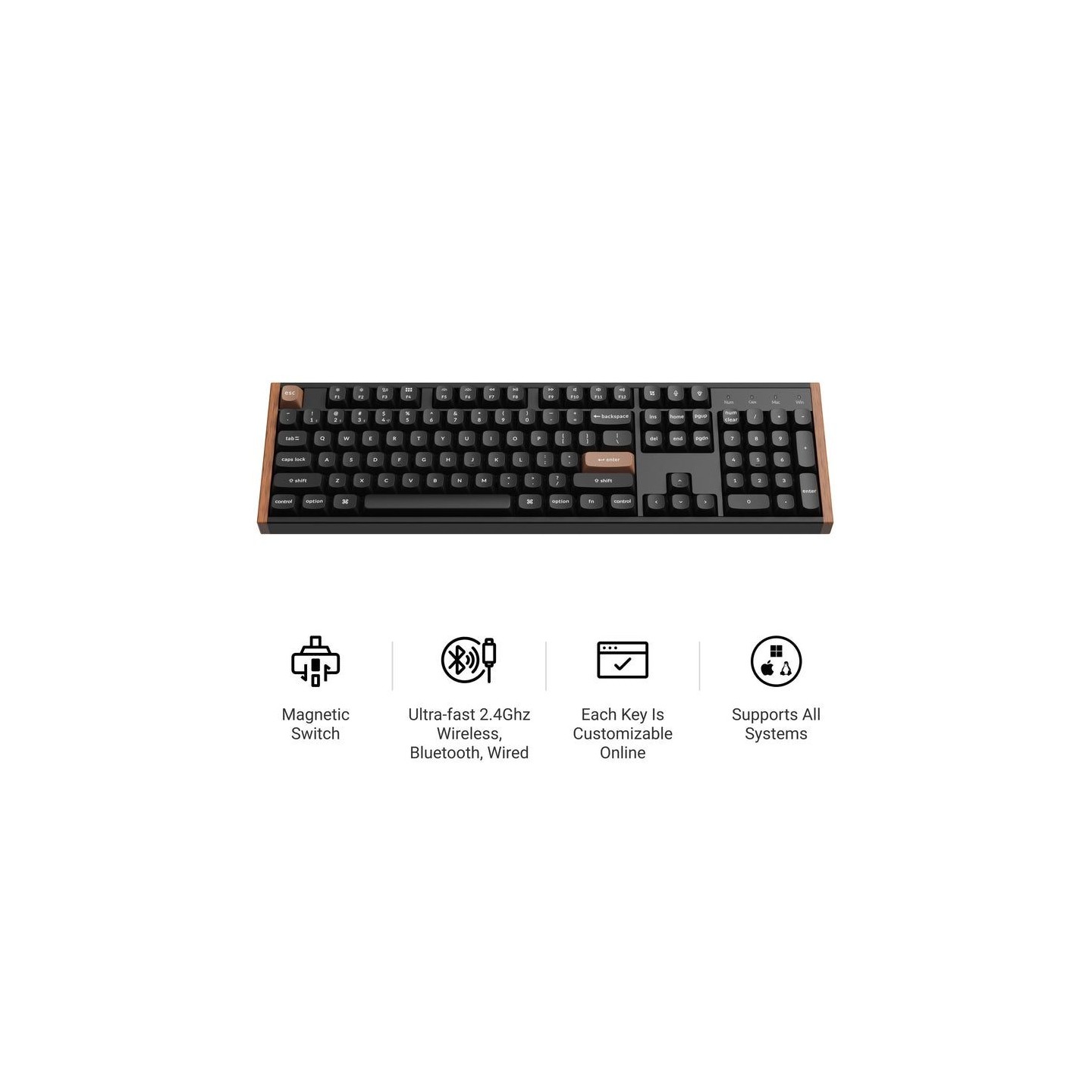Keychron K10 HE K10H-F1 Special Wood Edition Wireless Magnetic Hall Effect RGB Keyboard 100% US (Boxed)