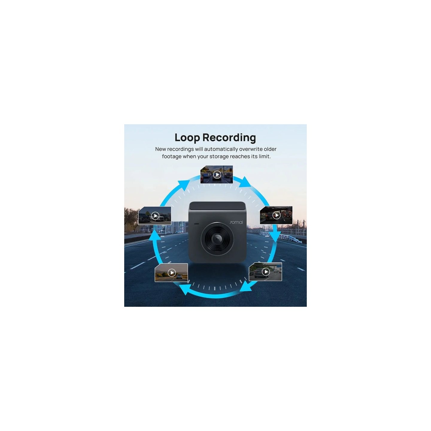 70mai Dash Cam Grey with Screen set with Rearview cam RC09 - A400-1 - 1440P, 145FOV, 500mAh Car Camera