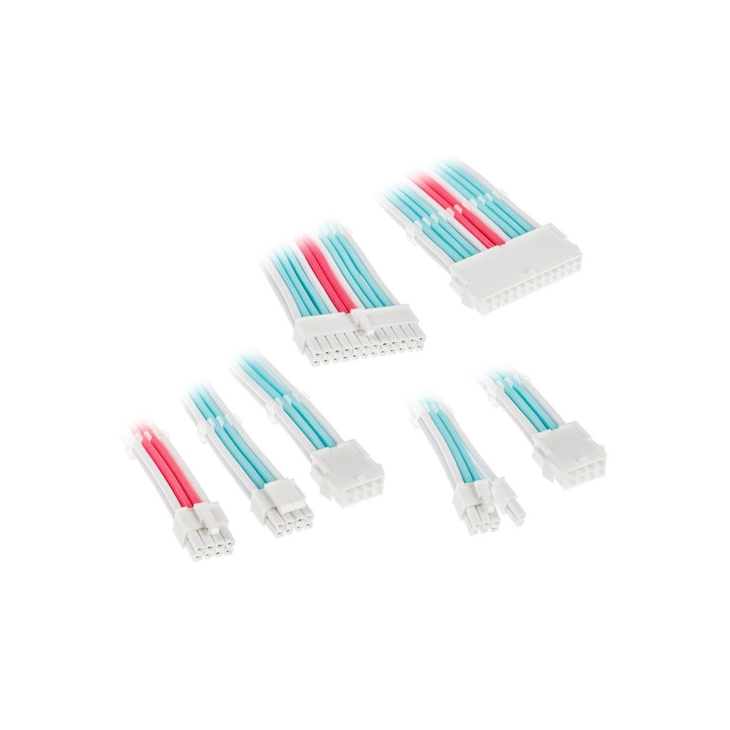 Kolink Core Adept Braided Cable Extension Kit - Brilliant White Neon Blue Pure Pink — Buy in Cyprus with Fast Delivery