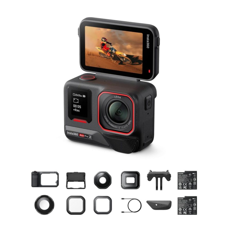 Insta360 Ultimate Videography Bundle Action Cam - Ace Pro 2 - 3 lenses, 2 filters, Xplorer grip pro kit