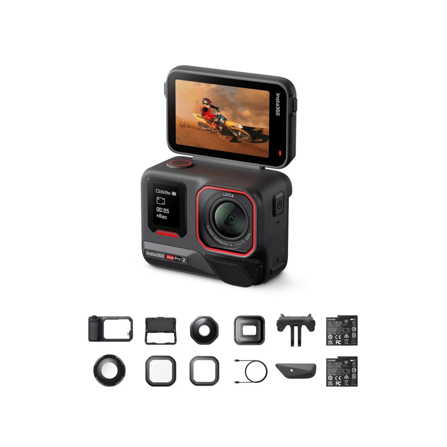 Insta360 Ultimate Videography Bundle Action Cam - Ace Pro 2 - 3 lenses, 2 filters, Xplorer grip pro kit