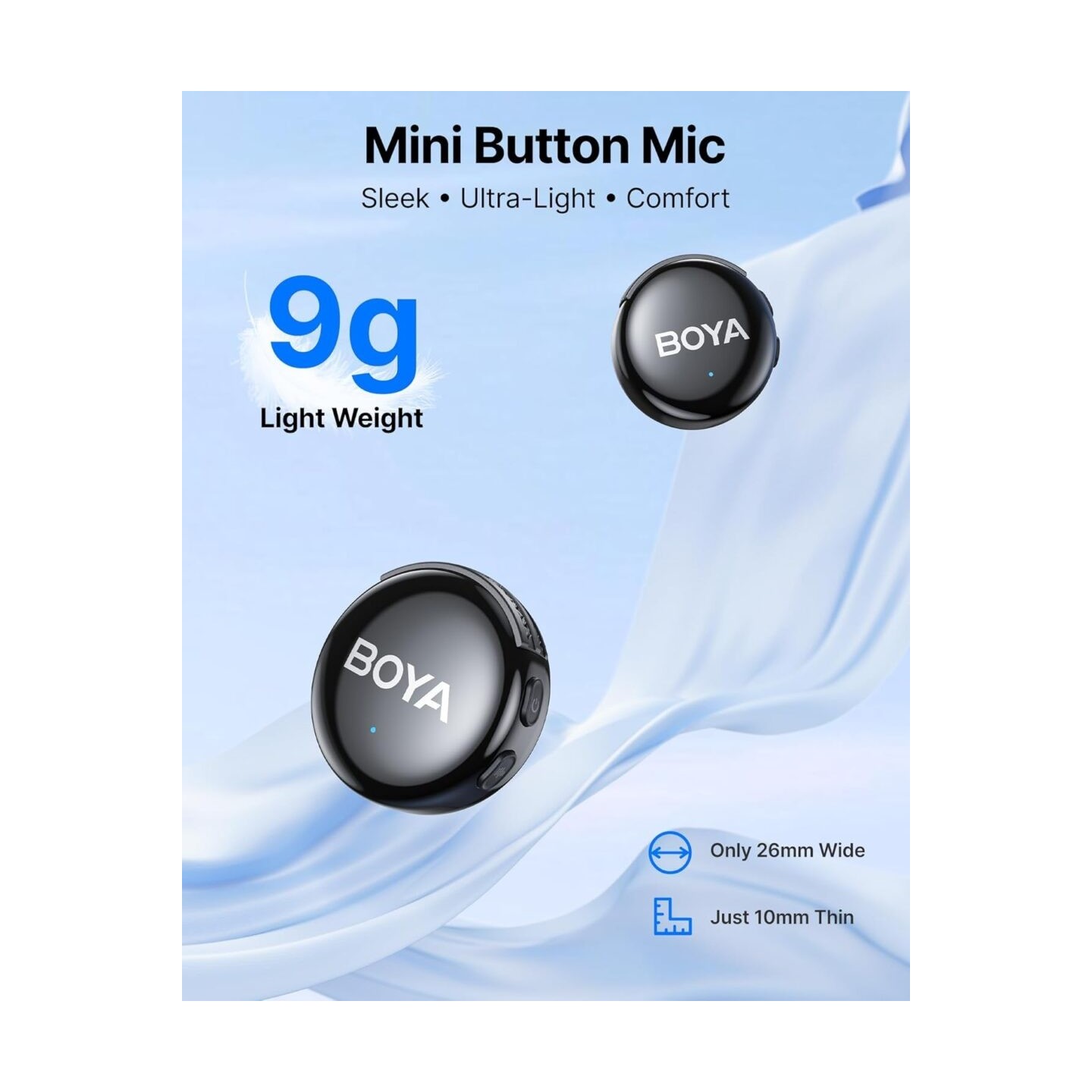 BOYALINK Wireless Microphone - 3 - Type-C, Lightning & 3.5mm AI-Powered Button Wireless Microphone 2 TX + 1 RX + charging case