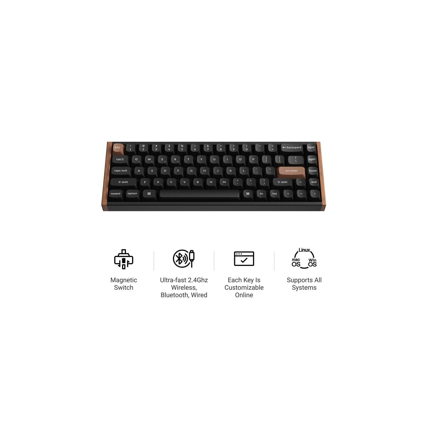 Keychron K6 HE K6H-F1 Special Wood Edition 65% Wireless Magnetic Hall Effect RGB Keyboard US (Boxed)