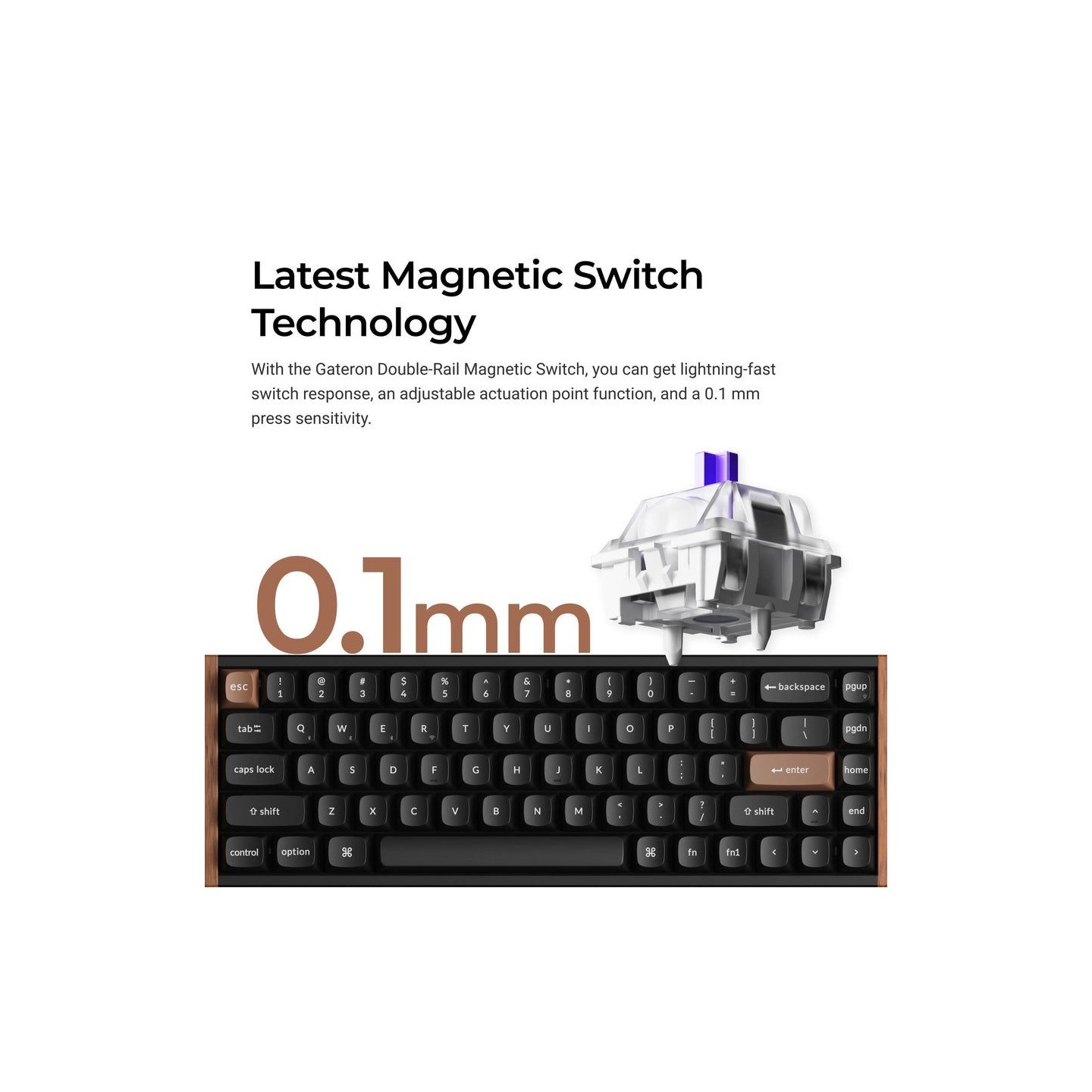 Keychron K6 HE K6H-F1 Special Wood Edition 65% Wireless Magnetic Hall Effect RGB Keyboard US (Boxed)
