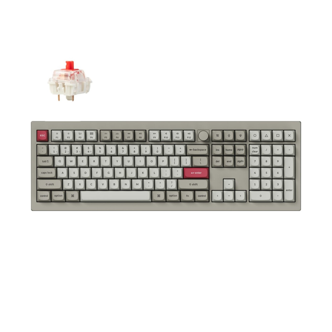 Keychron V6 Max Retro - V6M-R1 - QMK VIA BT 2,4 Wired Custom Mechanical Keyboard Red Switch 100% US
