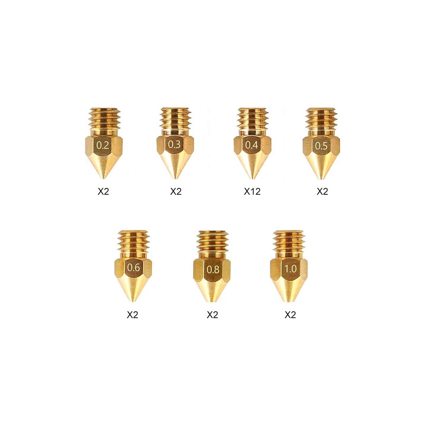 Creality Nozzles Kit - MK8 - 24 pcs 0.2mm, 0.3mm, 0.4mm, 0.5mm, 0.6mm, 0.8mm, 1.0mm — Buy in Cyprus with Fast Delivery