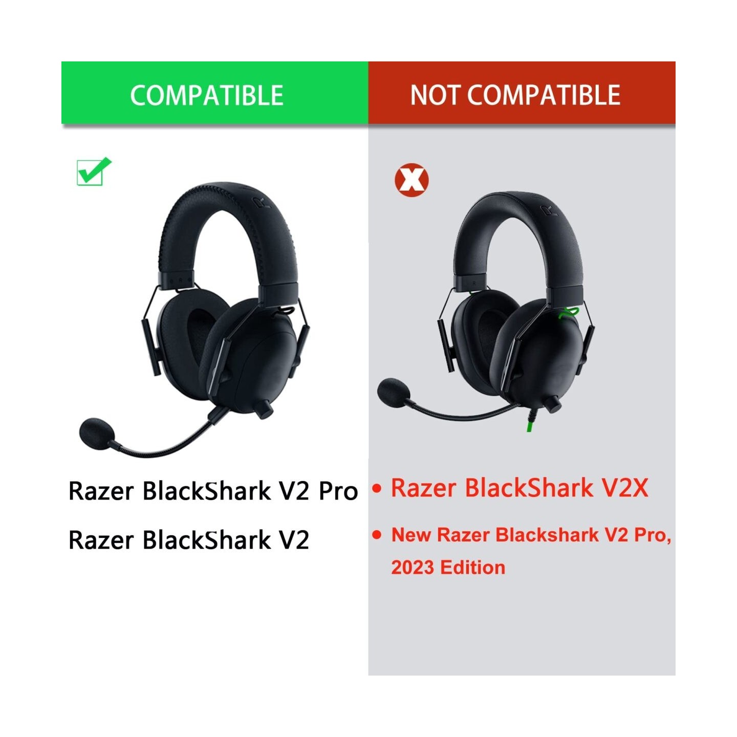 Geekria Cooling Gel-Infused Ear Cushions - for Razer Blackshark V2, V2USB, V2Pro old 2020 10 teeth
