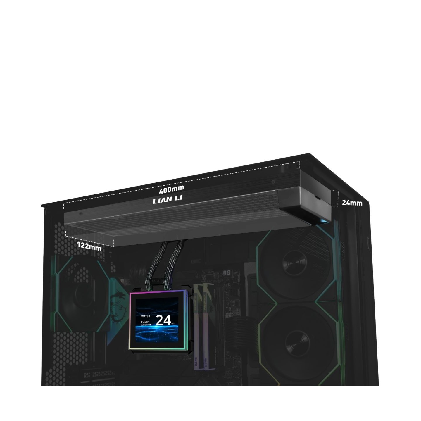 Lian Li HydroShift II LCD-S 360N Black Fanless AIO CPU Cooler - 3.4" LCD - LGA1851/1700 AM5/AM4 (Boxed)