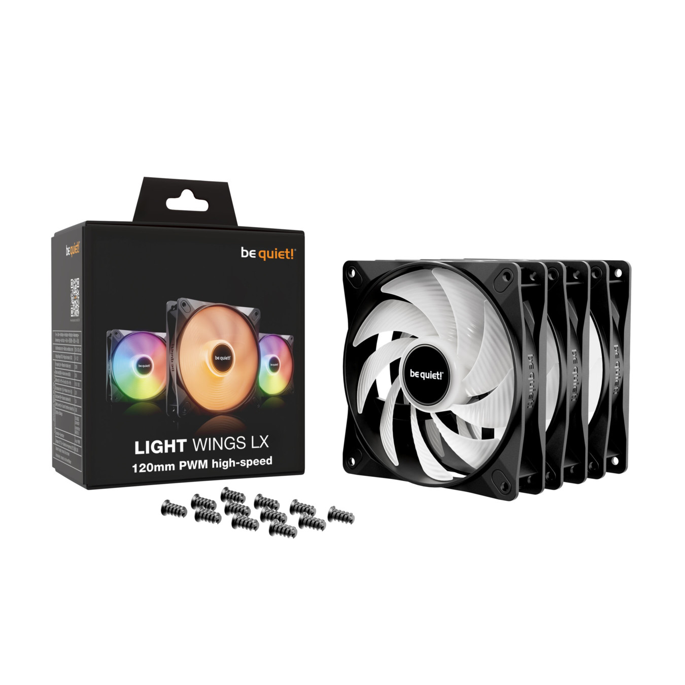 Be Quiet Light Wings LX 120mm PWM High-Speed Case Fans (3-Pack) - Black, ARGB — Buy in Cyprus with Fast Delivery