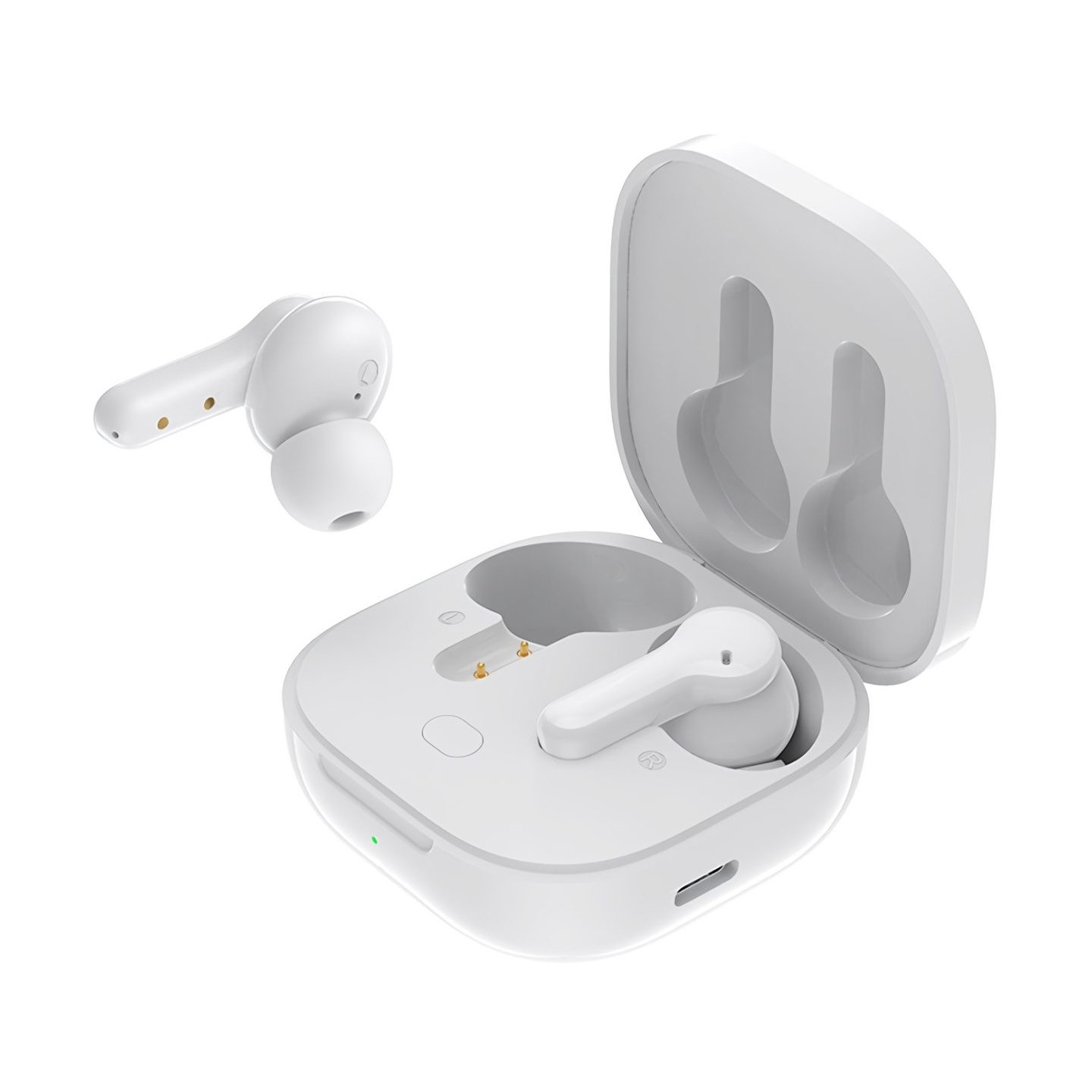 QCY Earbuds - T13 - TWS WHITE Dual Driver 4-mic noise cancel. True Wireless Earbuds - Quick Charge 380mAh