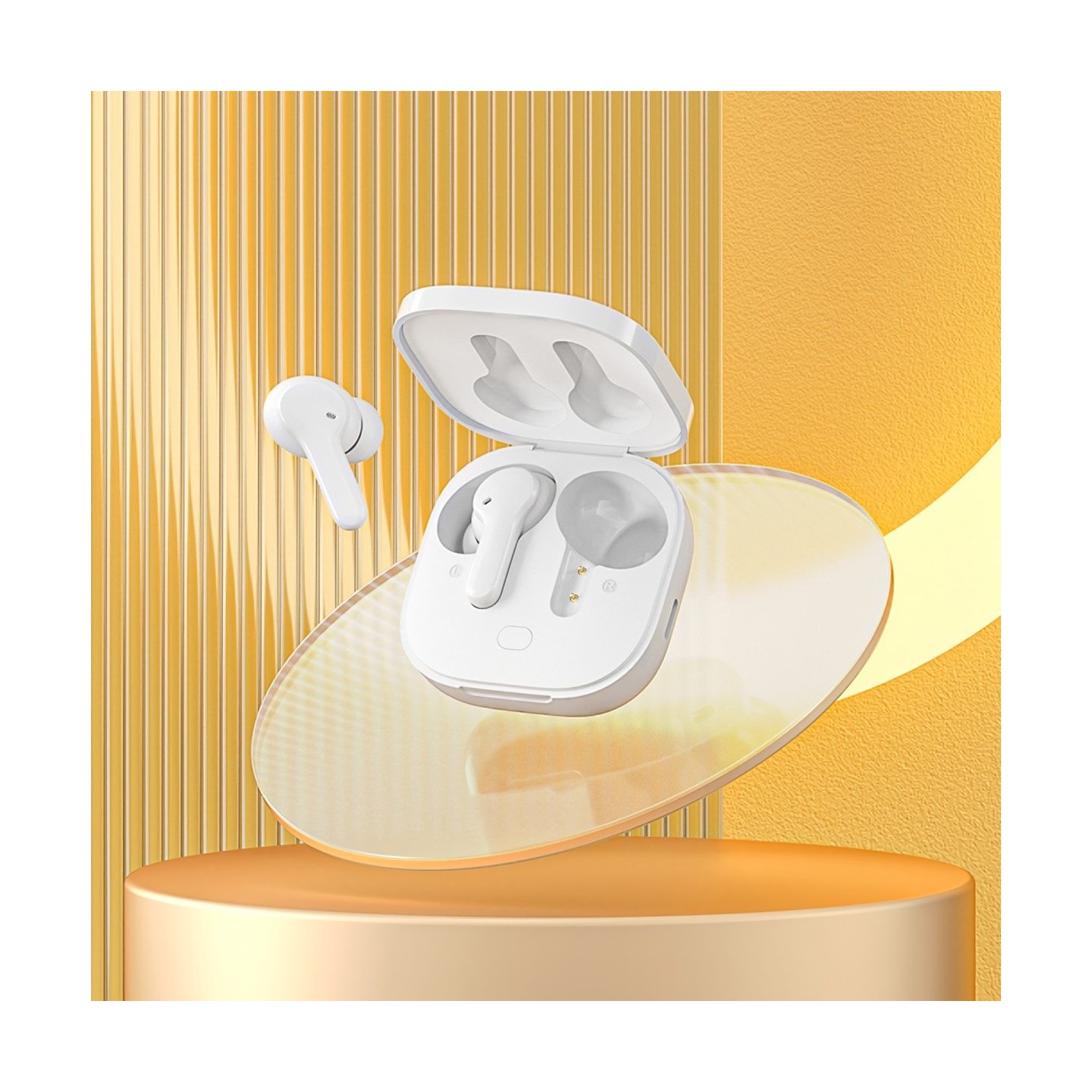 QCY Earbuds - T13 - TWS WHITE Dual Driver 4-mic noise cancel. True Wireless Earbuds - Quick Charge 380mAh