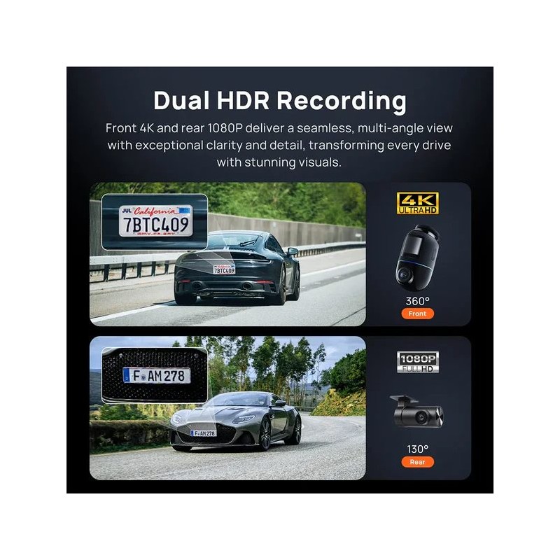 Buy 70mai Dash Cam 4K Omni 360° - X800-2 - Review Full View with Dual Sony STAR... in Cyprus, Nicosia, Limassol, Larnaka, Pafos
