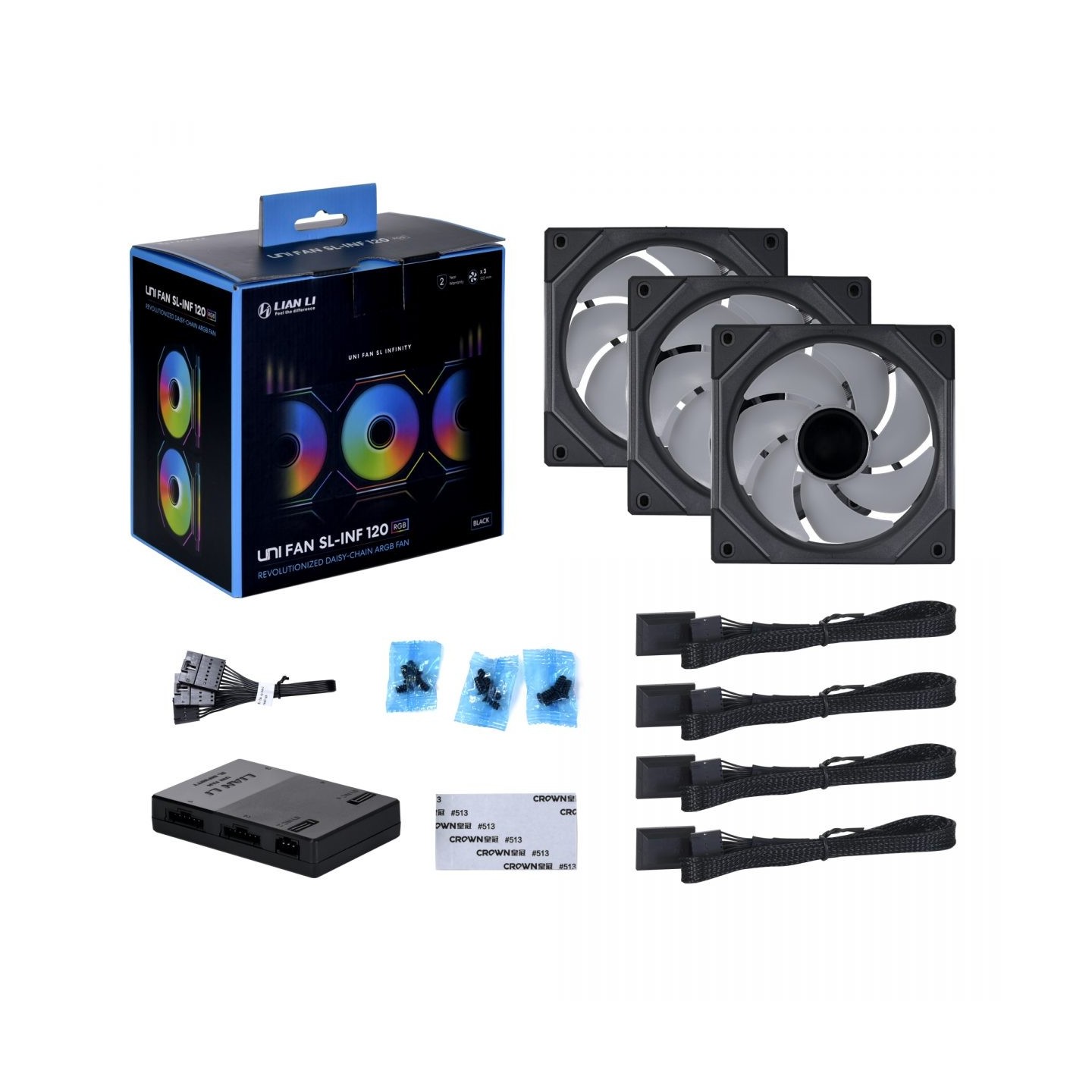 Lian Li UNI FAN SL Infinity 120 3-Pack Black w/ Controller (Boxed) — Buy in Cyprus with Fast Delivery