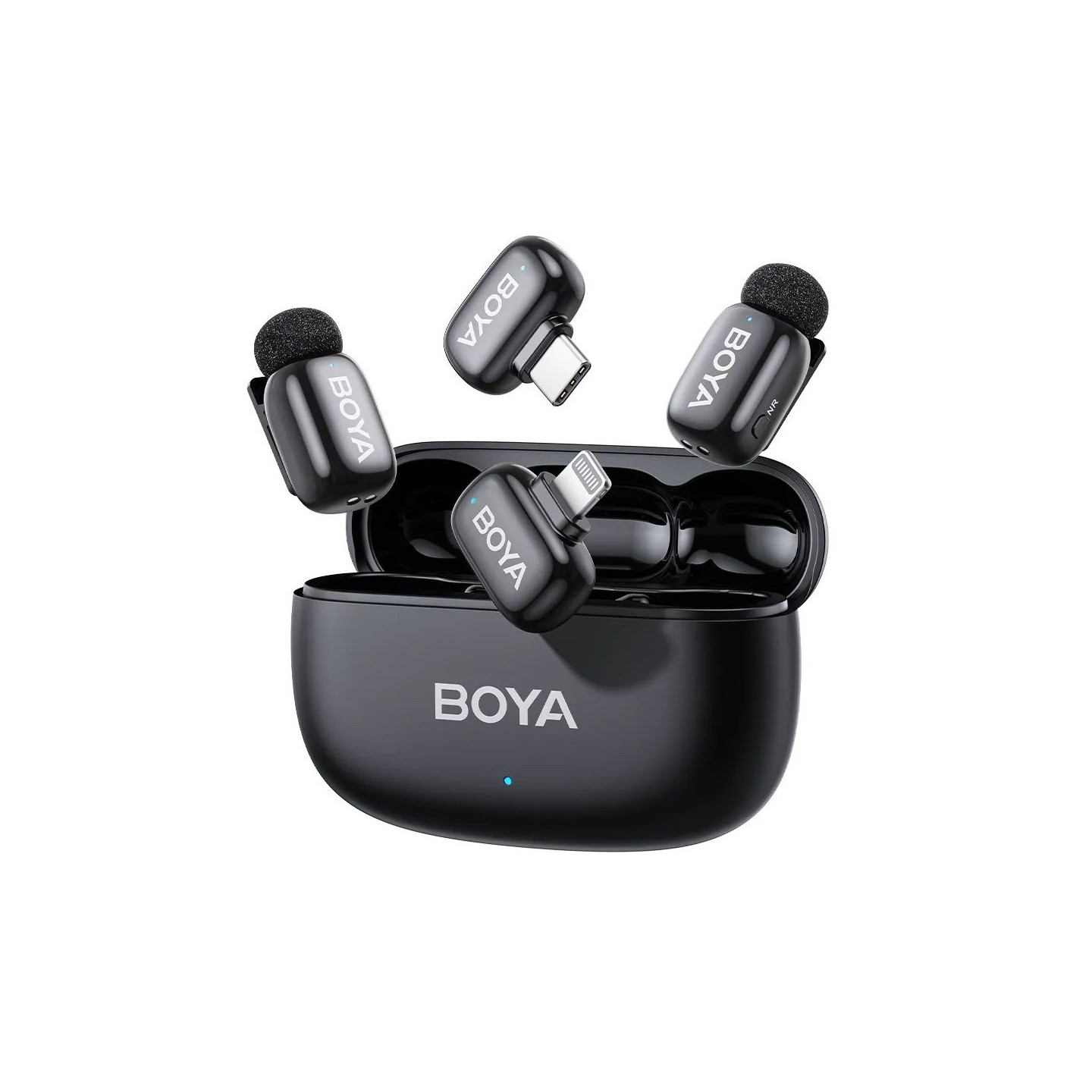 BOYA Lightning & Type-C - mini 2 - 2.4GHz 2mic Wireless AI-ANC Mic w. Charging Box Mono stereo safety