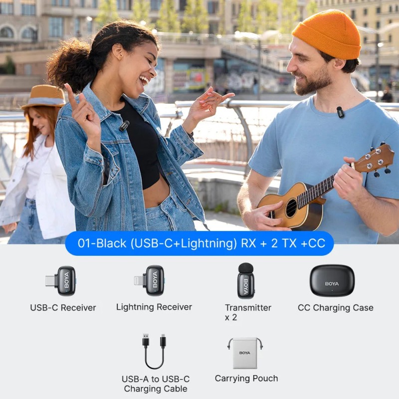 Buy BOYA Lightning & Type-C - mini 2 - 2.4GHz 2mic Wireless AI-ANC Mic w. Chargi... in Cyprus, Nicosia, Limassol, Larnaka, Pafos
