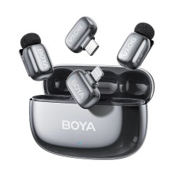 BOYA Wireless Microphone - mini 2 - Lightning & Type-C Space Grey, 2,4GHz 2mic Wireless AI-ANC Mic w. Charging Box