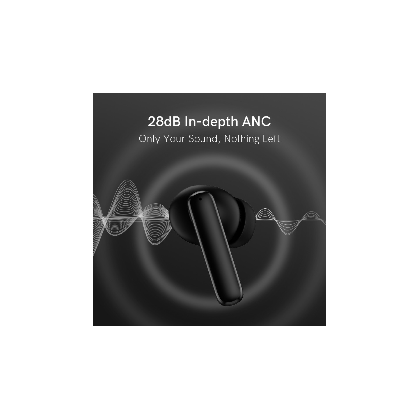 QCY ANC Black - T13 - TWS 10mm Dynamic Driver, 4-mic 28dB ANC, Bluetooth 5.3, 7hr-30hr, 75ms latency