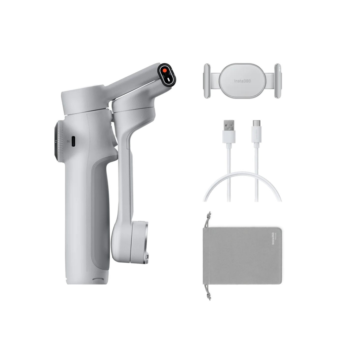 Insta360 Flow Standard Bundle Gray - Flow 2 - A.I. Powered Gimbal Stabilizer for Smartphone USB-C