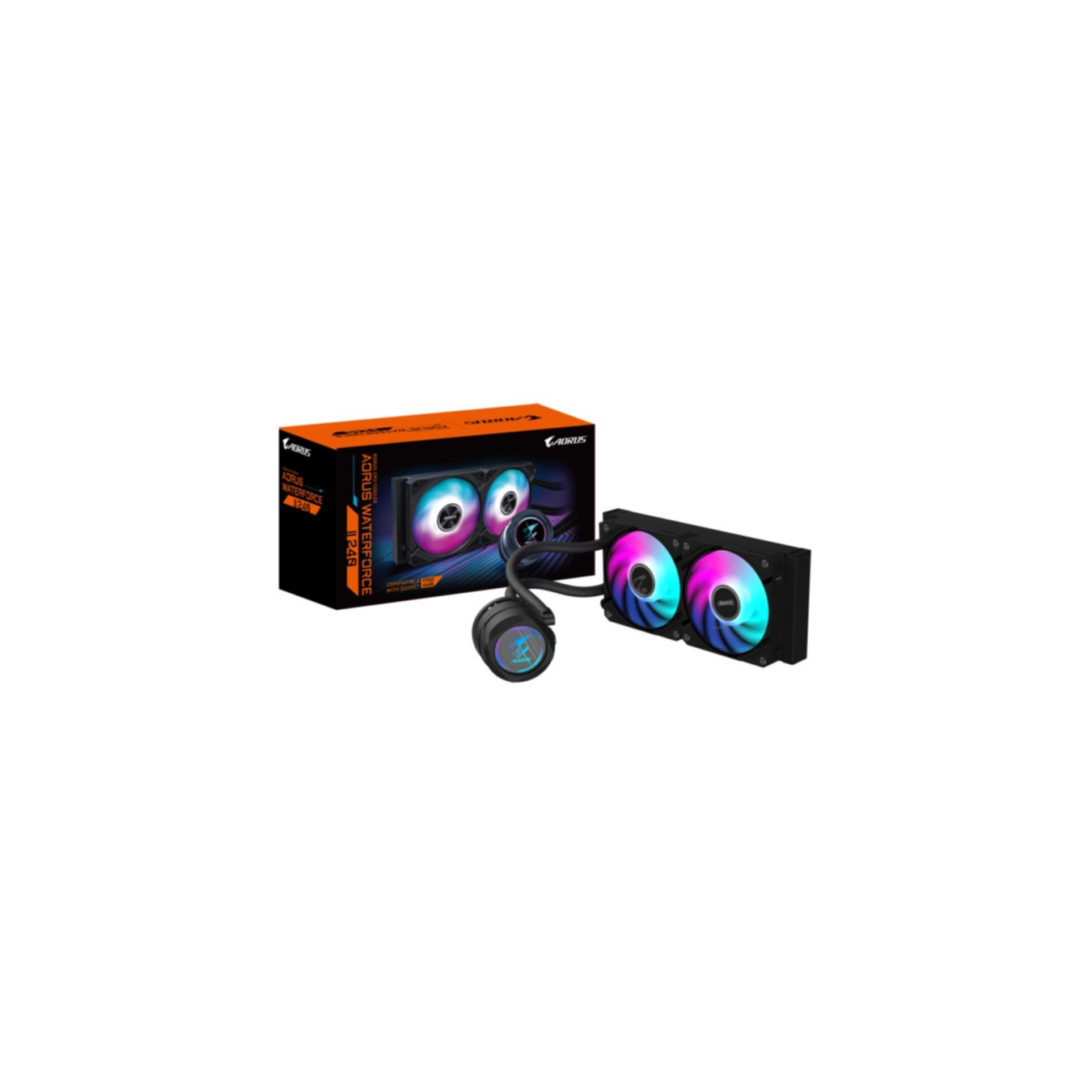 GIGABYTE AORUS WATERFORCE II 240 AIO Liquid CPU Cooler - 240mm, 2x120mm Fans, Black — Buy in Cyprus with Fast Delivery