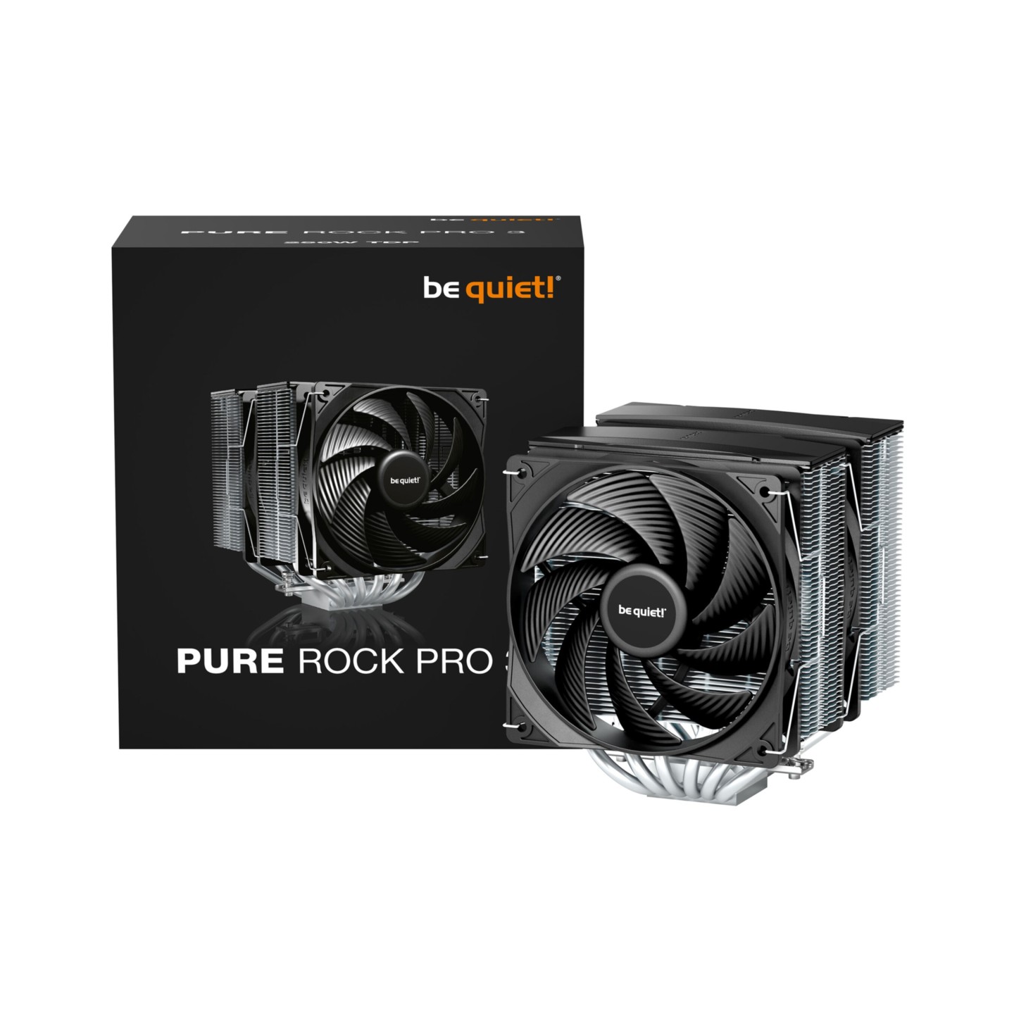 be quiet! Pure Rock Pro 3 BK041 - CPU Air Cooler, Dual 120mm Pure Wings 3 PWM Fans, Silver Aluminium, 250W TDP (Boxed)