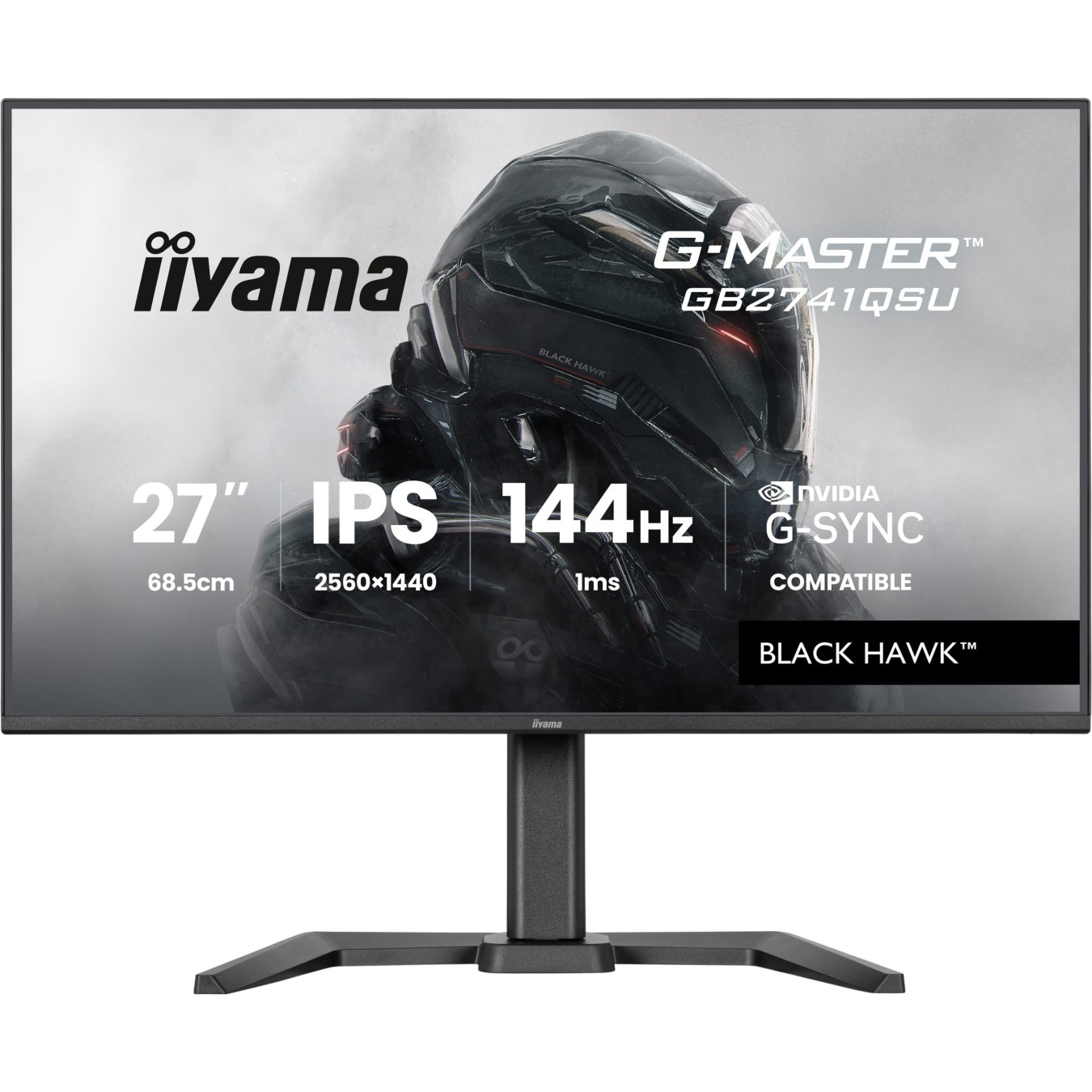 iiyama - GB2741QSU-B1 - 68.6 cm 27? (2560×1440) 16:9 QHD IPS 1 ms 144 Hz HDMI DisplayPort VESA 100×100 Black