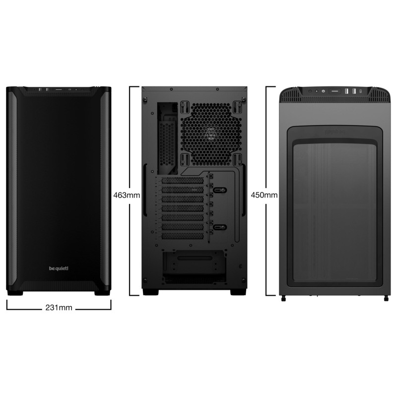 be quiet! Pure Base 501 - Mid Tower PC Case, Black, ATX/mATX/Mini-ITX, USB-C, 2x140mm Fans (Boxed)