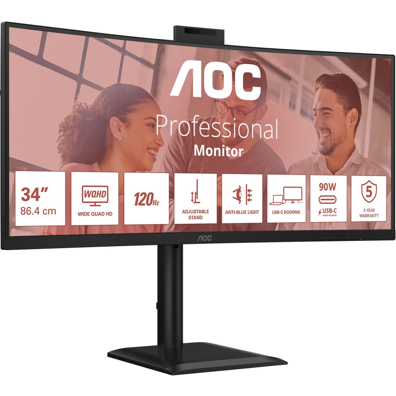 AOC Monitor - CU34E4CV - 34-inch WQHD Curved — Buy in Cyprus with Fast Delivery