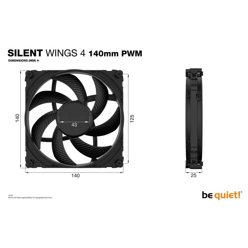 Buy be quiet! Silent Wings 4 140mm PWM Case Fan - Black, 12V, 1100 RPM, Fluid Dy... in Cyprus, Nicosia, Limassol, Larnaka, Pafos