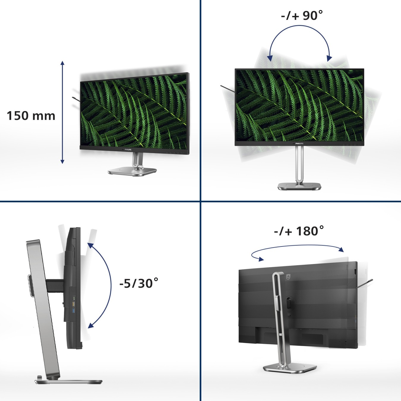 Philips Monitor - 24B2G5200 - 60.5 cm (23.8") 16:9 HDMI+DP+USB Dark Grey — Buy in Cyprus with Fast Delivery