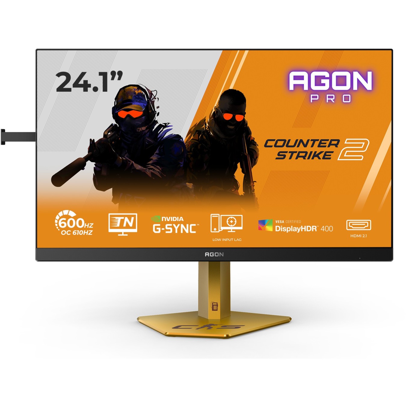 AOC Agon Pro - CS24A - 24 inch Full HD Gaming, 610 Hz, 0.5 ms GTG, G-SYNC, HDR400, 1920x1080, 2x HDMI 2.1, DP 1.4, USB Hub