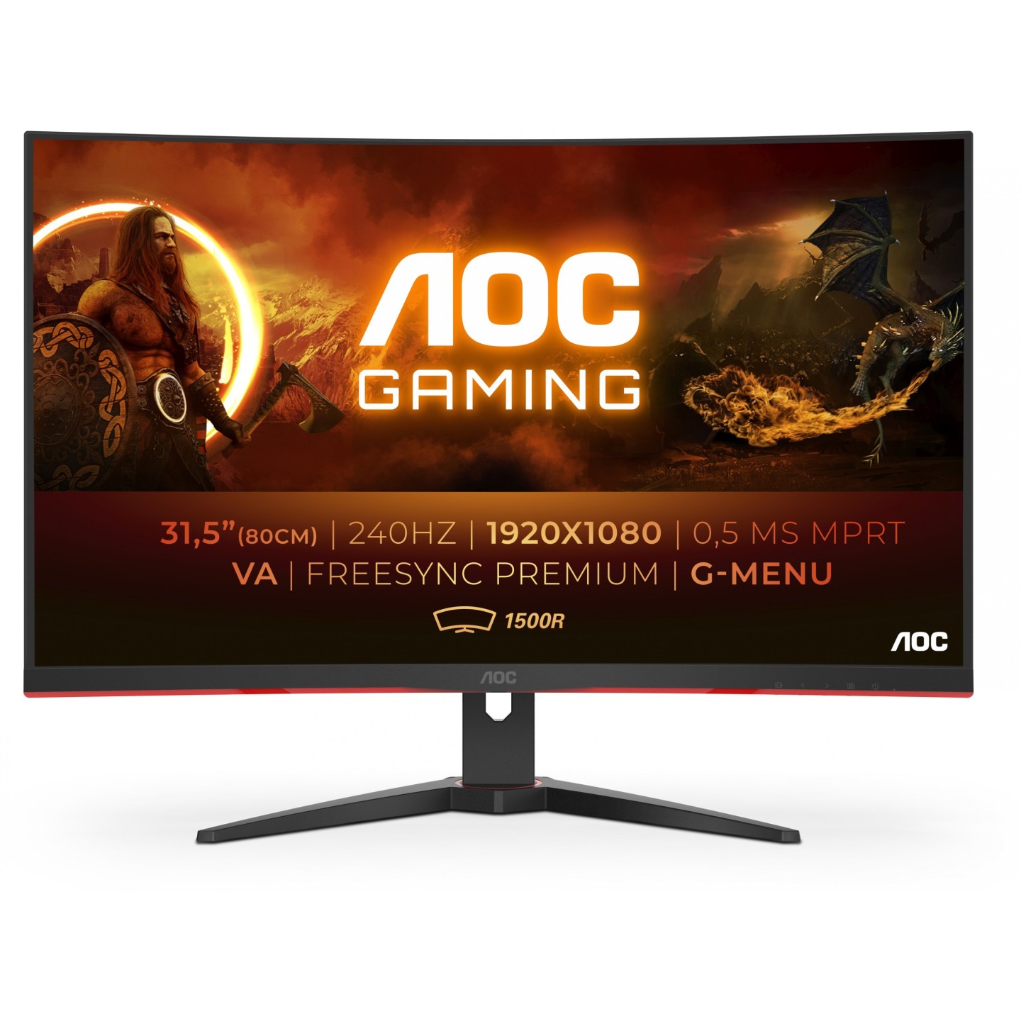 AOC C32G2ZE 31.5" 1080p VA Curved 240Hz 0.5ms FreeSync Premium Gaming Monitor (Boxed) — Buy in Cyprus with Fast Delivery