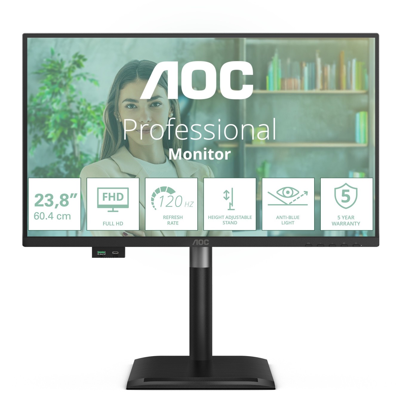 AOC Monitor - 24P4U - 60.5 cm (23.8") 16:9 HDMI+DP+DVI+USB IPS Lift Black — Buy in Cyprus with Fast Delivery