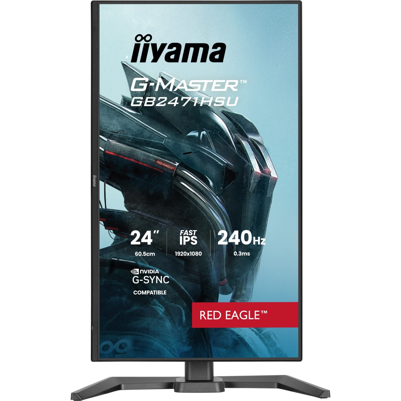 iiyama Monitor - GB2471HSU-B1 - 60.5 cm 23.8" (1920×1080) 16:9 Fast IPS 0.3ms (MPRT) 240 Hz HDMI 2×DisplayPort USB-C VESA 100