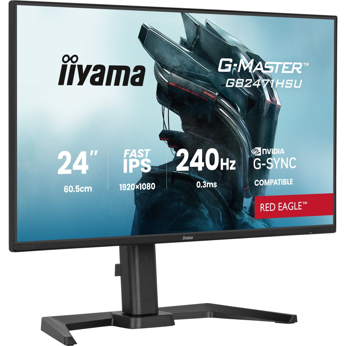 iiyama Monitor - GB2471HSU-B1 - 60.5 cm 23.8" (1920×1080) 16:9 Fast IPS 0.3ms (MPRT) 240 Hz HDMI 2×DisplayPort USB-C VESA 100
