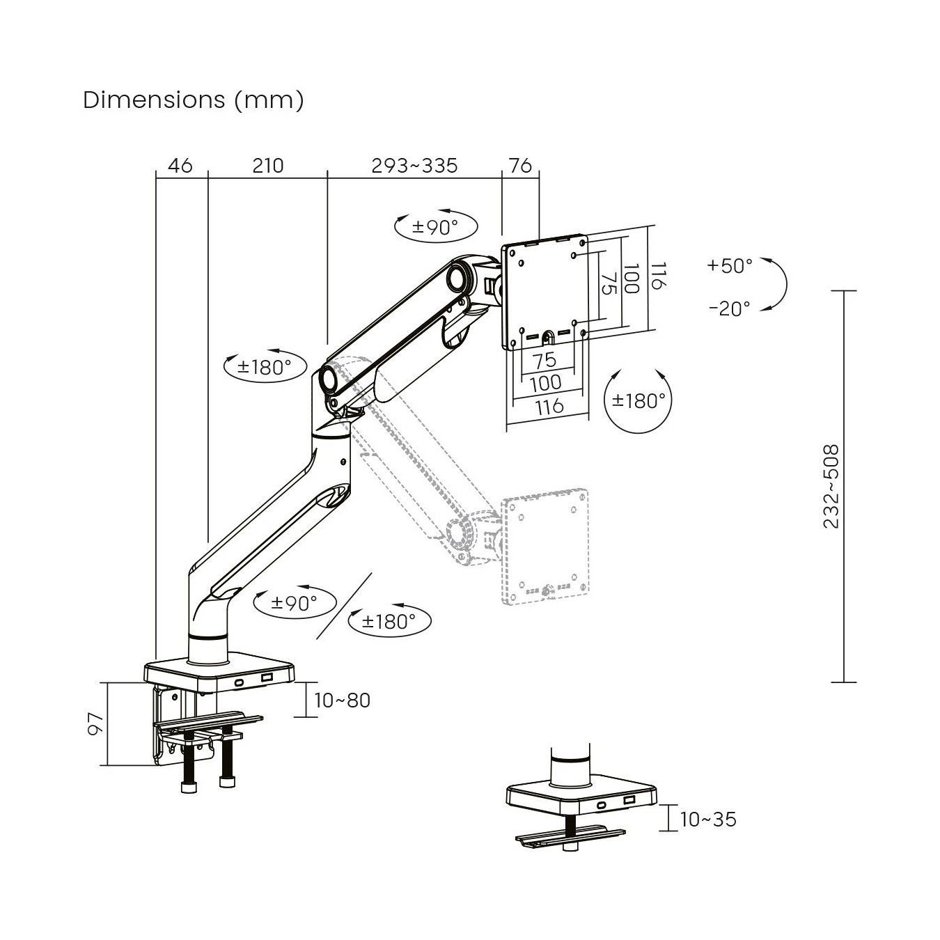 DIGITUS Single Monitor Arm - 49-inch - 20 kg — Buy in Cyprus with Fast Delivery