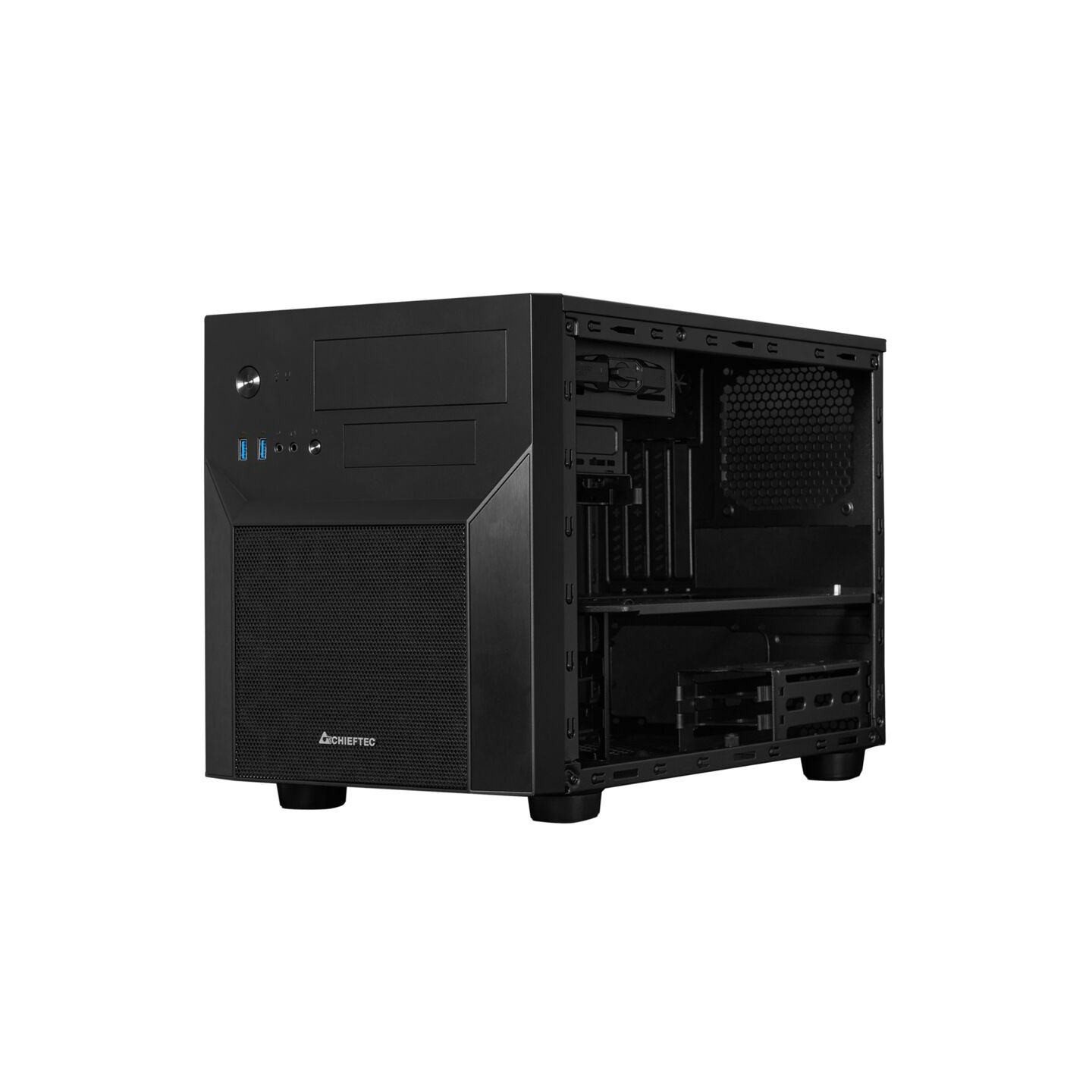 Chieftec CI-02B-OP PC Case - Cube Micro-ATX/Mini-ITX, Black, 320mm GPU, 160mm CPU Cooler Clearance