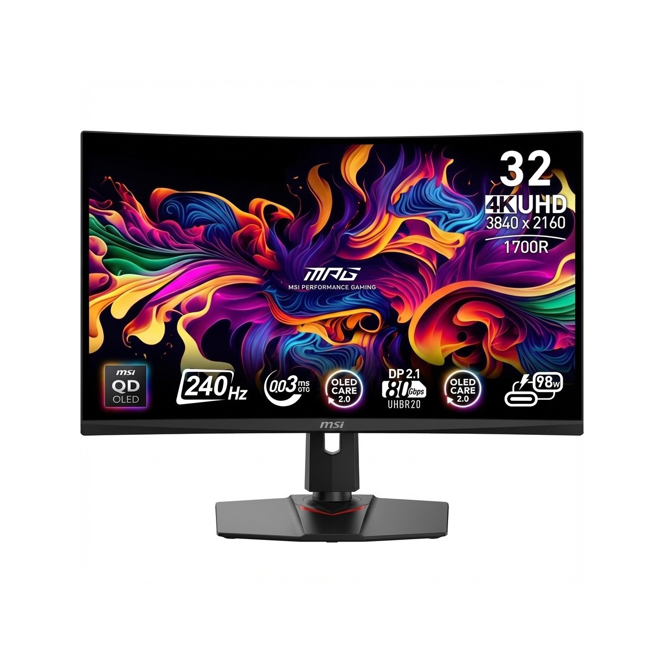 MSI MPG QD-OLED - 321URXDE - 80 cm (31.5 inch). Black. UltraHD 4K. QD-OLED. Adaptive-Sync. USB-C. 240Hz Panel
