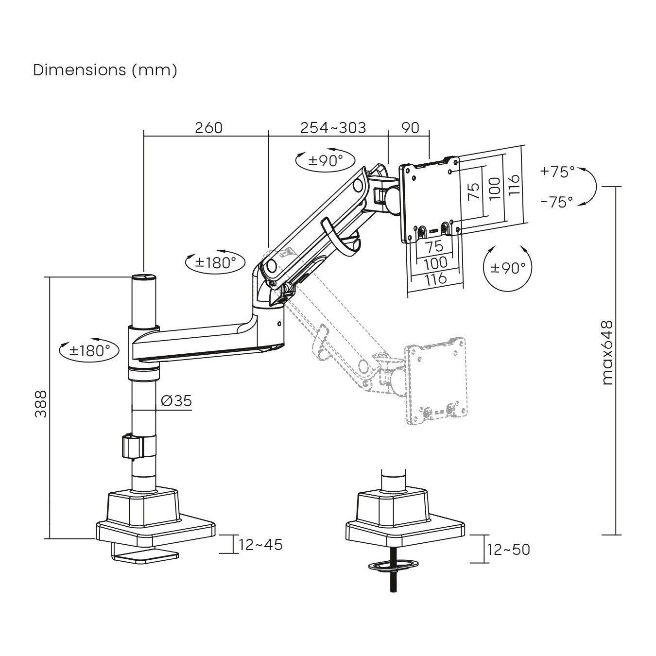 DIGITUS Single Monitor Mount - 57" - 27 kg — Buy in Cyprus with Fast Delivery