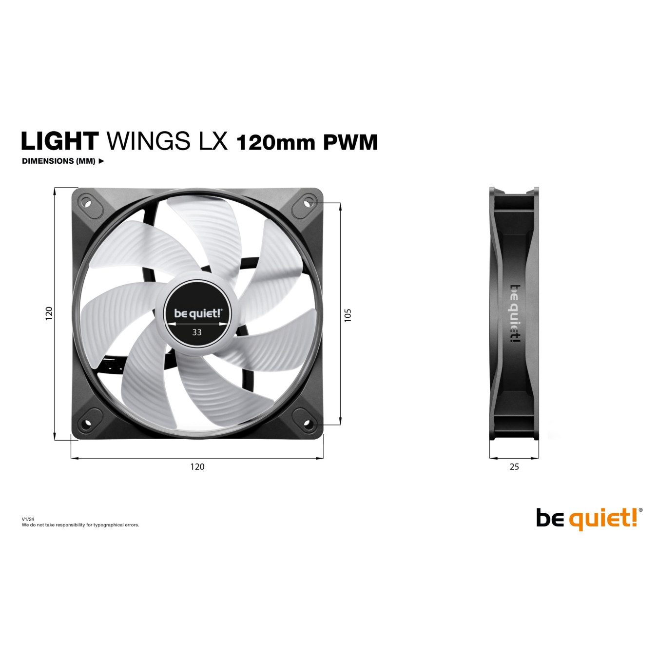 be quiet! Light Wings LX 120mm PWM Case Fan - ARGB Illumination, 4-pin PWM — Buy in Cyprus with Fast Delivery