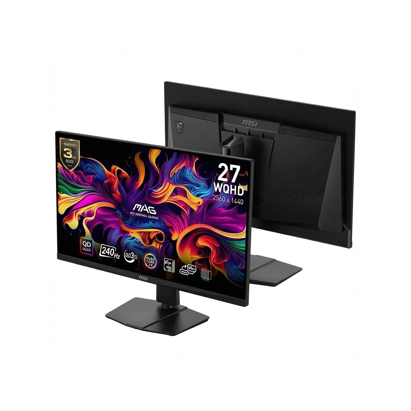 MSI MAG - MAG 271QPXDE - QD-OLED E2, 67.3 cm (26.5 in), Black, WQHD, Adaptive-Sync, USB-C, 240 Hz Panel