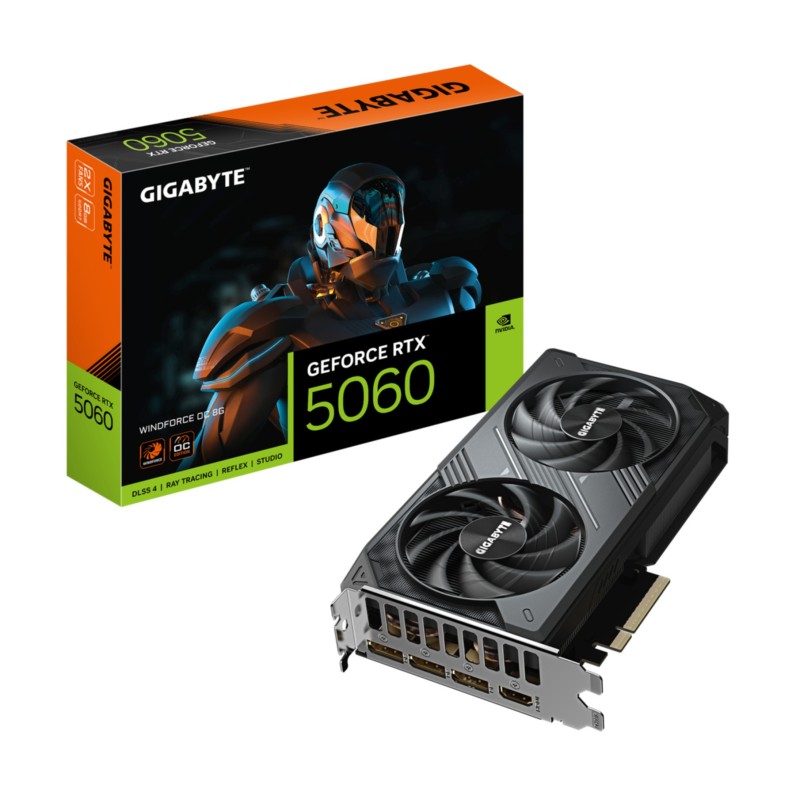 GIGABYTE GeForce RTX 5060 Windforce OC - Black, 8GB GDDR7, 2512 MHz, PCIe 5.0 (Boxed) — Buy in Cyprus with Fast Delivery