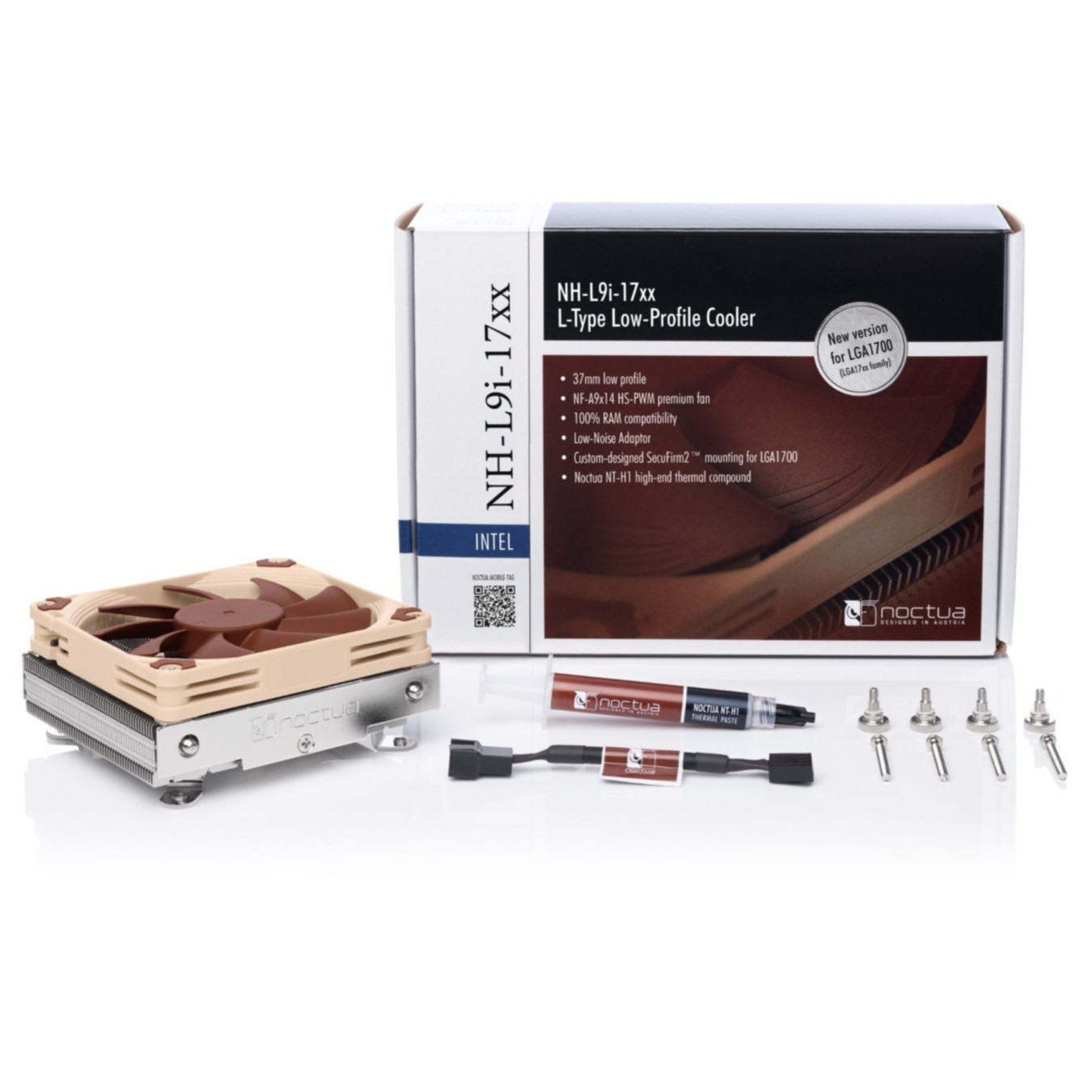 Noctua NH-L9i-17xx - Low-Profile CPU Cooler for LGA1700, 92mm Fan, Beige/Brown, 37mm Height — Buy in Cyprus with Fast Delivery