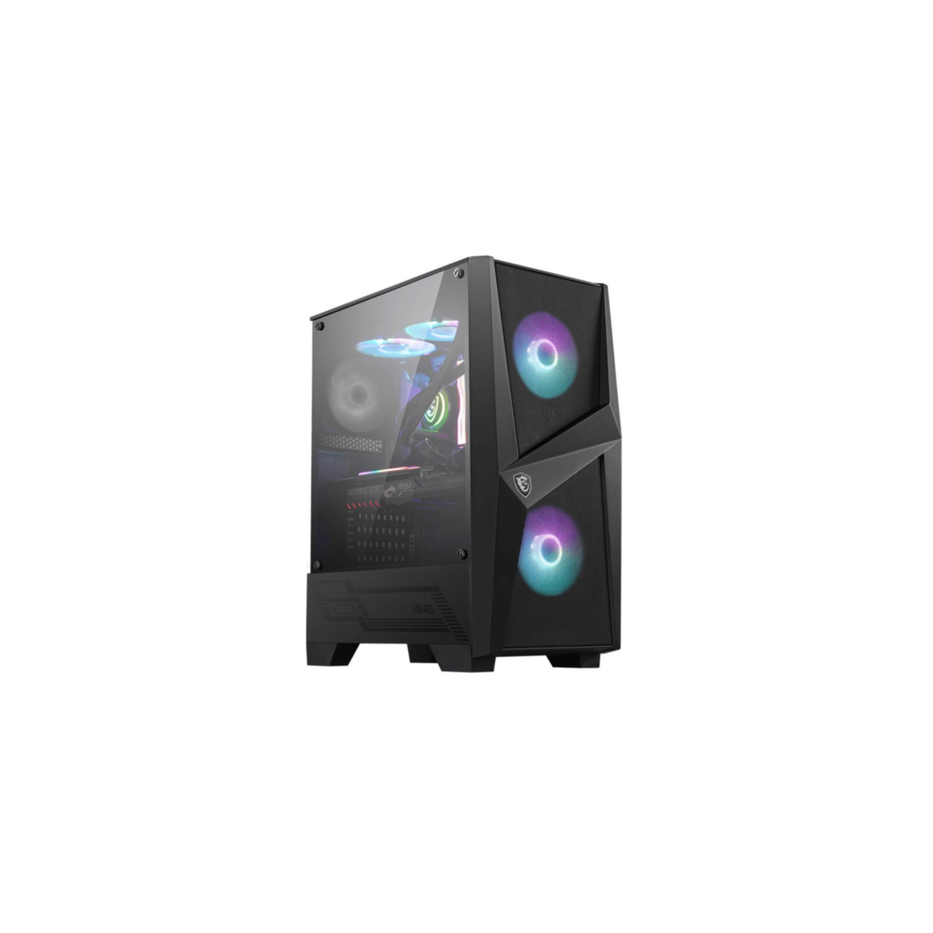 MSI MAG FORGE 100R - Mid-Tower PC Case - Black, Tempered Glass, ARGB Fans, 330mm GPU, 160mm CPU Cooler