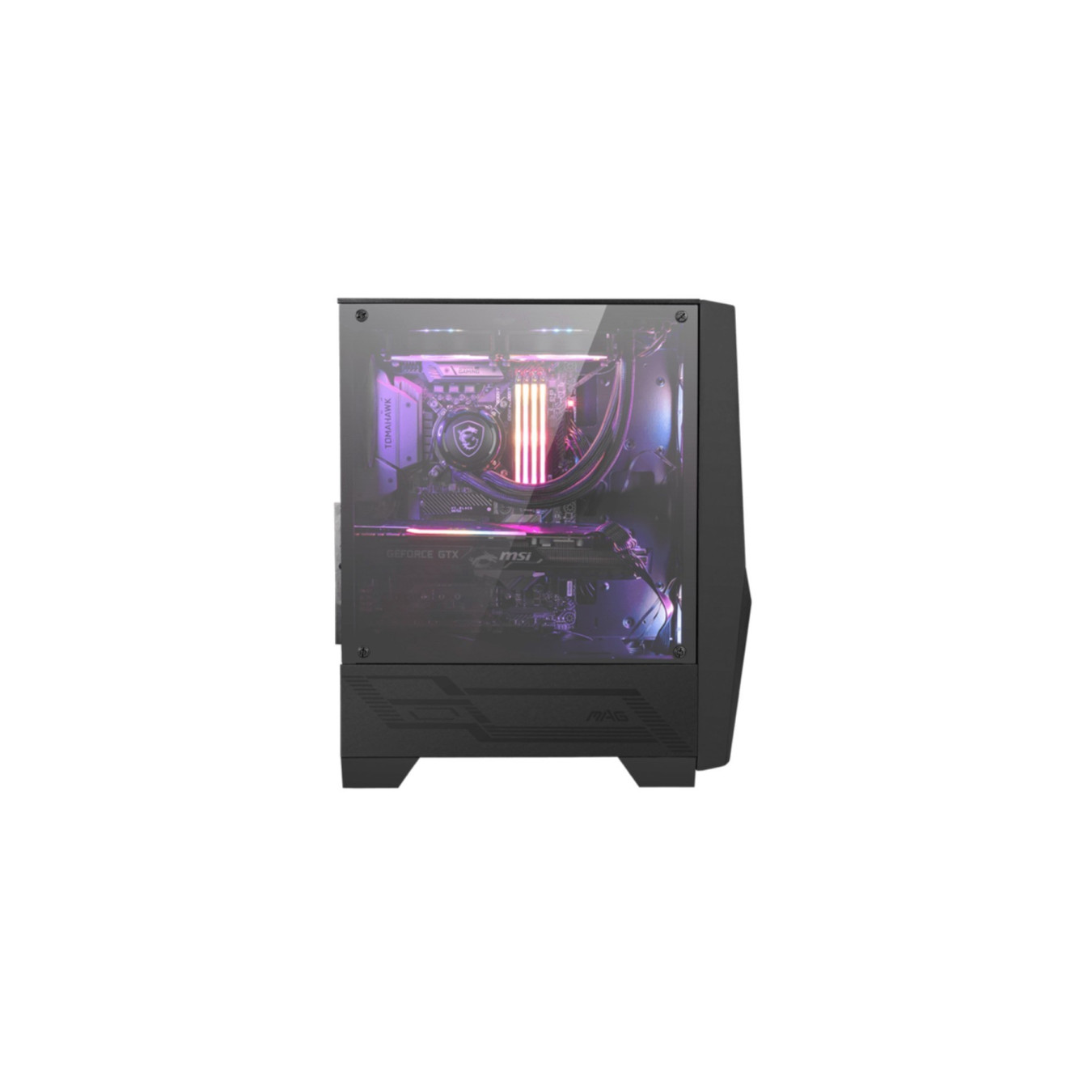 MSI MAG FORGE 100R - Mid-Tower PC Case - Black, Tempered Glass, ARGB Fans, 330mm GPU, 160mm CPU Cooler